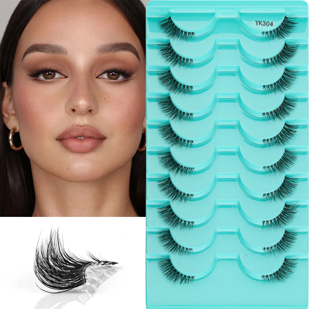 New Half Eyelashes 3/10Pairs Half Lashes Natural 3D Cat Eye Lashes Clear Stem False Eyelash Extension Makeup Faux Cils maquiagem Purest Peak
